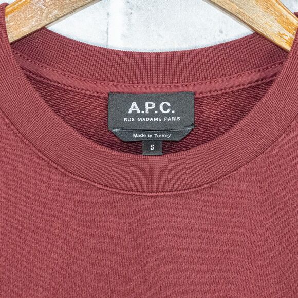 A.P.C. Men's Burgundy VPC Sweatshirt Crewneck French Terry Cotton size Small - Picture 3 of 7